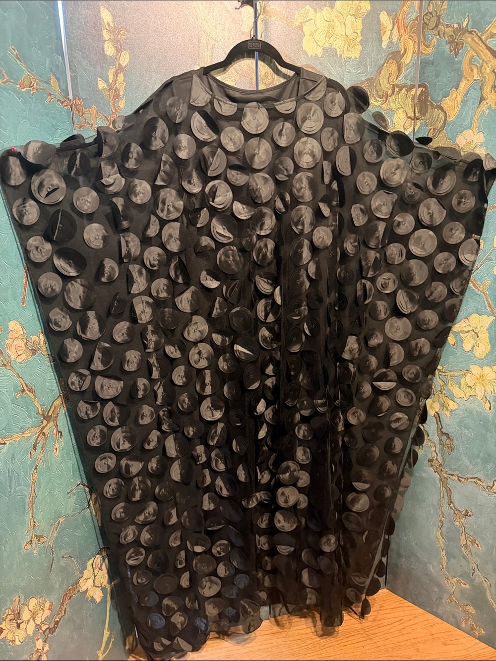 Black Sheer Dot Pattern kaftan dress